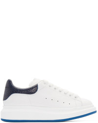 Alexander McQueen White And Navy Embossed Sneakers