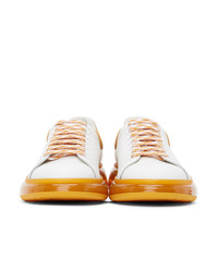 Alexander McQueen White And Orange Oversized Sneakers