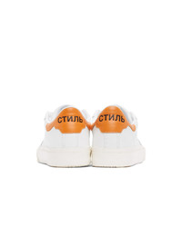 Heron Preston White And Orange Vulcanized Sneakers