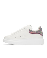 Alexander McQueen White And Purple Glitter Oversized Sneakers