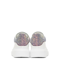 Alexander McQueen White And Purple Glitter Oversized Sneakers