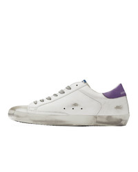 Golden Goose White And Purple Sneakers