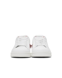 Valentino White And Red Garavani Vlogo Backnet Sneakers