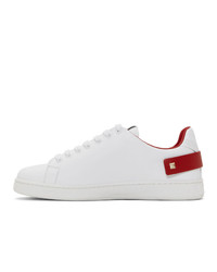 Valentino White And Red Garavani Vlogo Backnet Sneakers