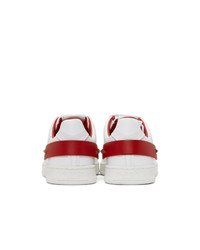 Valentino White And Red Garavani Vlogo Backnet Sneakers