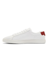 Saint Laurent White And Red Glittered Andy Sneakers