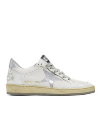 Golden Goose White And Silver B Sneakers