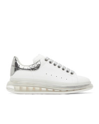 Alexander McQueen White And Silver Croc Clear Sole Oversized Sneakers