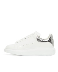 Alexander McQueen White And Silver Croc Oversized Sneakers
