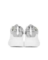Alexander McQueen White And Silver Croc Oversized Sneakers