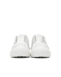 Valentino White And Silver Garavani Open Sneakers