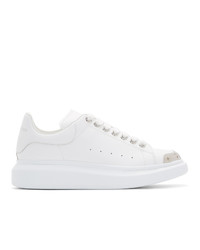 Alexander McQueen White And Silver Toe Cap Oversized Sneakers