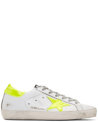Golden Goose White And Yellow Fluo Superstar Sneakers