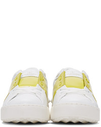 Valentino White And Yellow Garavani Open Sneakers