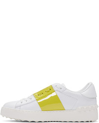 Valentino White And Yellow Garavani Open Sneakers