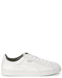Puma White Basket Classic Leather Low Top Sneakers