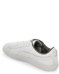Puma White Basket Classic Leather Low Top Sneakers