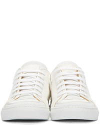 MM6 MAISON MARGIELA White Cracked Leather Low Top Sneakers