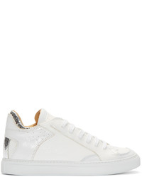 MM6 MAISON MARGIELA White Cracked Leather Low Top Sneakers