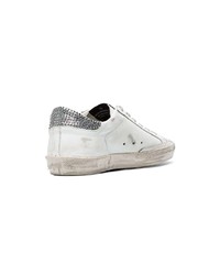 Golden Goose Deluxe Brand White Crystal Leather Sneakers