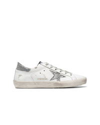 Golden Goose Deluxe Brand White Crystal Leather Sneakers