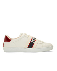 Gucci White Elastic Band New Ace Sneakers