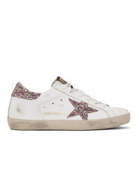 Golden Goose White Glitter Sneakers