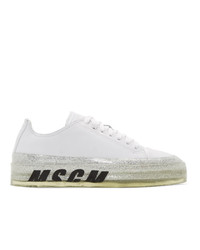 MSGM White Glitter Sole Floating Sneakers