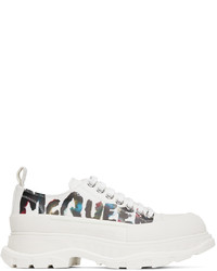 Alexander McQueen White Graffiti Tread Slick Sneakers