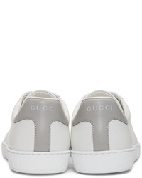 Gucci White Grey Interlocking G New Ace Sneakers