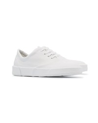 Jil Sander White Lace Up Low Top Leather Sneakers