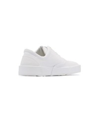 Jil Sander White Lace Up Low Top Leather Sneakers