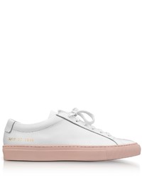 Common Projects White Leather Achilles Low Top Sneakers Wblush Rubber Sole