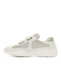 Prada White Leather And Mesh S Sneakers