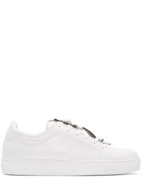 Versus White Leather Buckle Low Top Sneakers