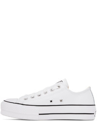Converse White Leather Chuck Taylor Platform Low Sneakers
