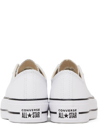 Converse White Leather Chuck Taylor Platform Low Sneakers