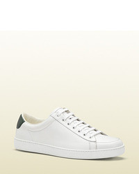 Gucci White Leather Lace Up Sneaker