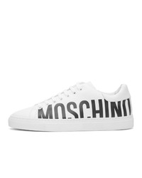 Moschino White Leather Logo Sneakers