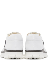 Jil Sander Navy White Leather Low Top Sneakers