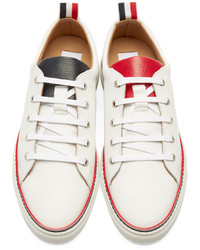 Thom Browne White Leather Low Top Sneakers