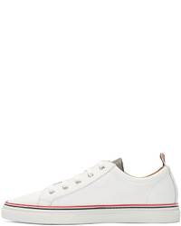 Thom Browne White Leather Low Top Sneakers