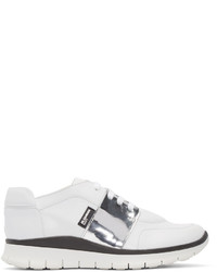 Jil Sander Navy White Leather Low Top Sneakers