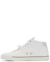 Maison Margiela White Leather Mid Top Sneakers