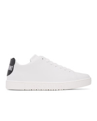 Moschino White Leather Teddy Patches Sneakers
