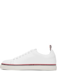 Thom Browne White Leather Tennis Sneakers