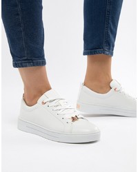 Ted Baker White Leather Trainers With Gold