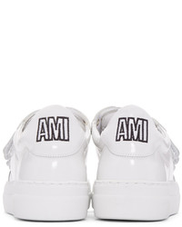 AMI Alexandre Mattiussi White Patent Velcro Sneakers