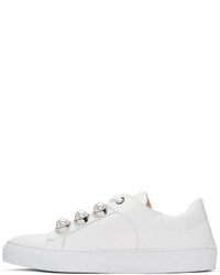 Carven White Pearl Button Sneakers