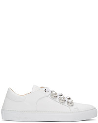 Carven White Pearl Button Sneakers